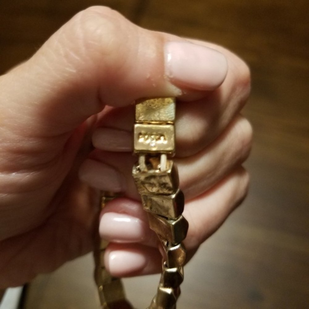 Fossil Rose Gold Geometric Bracelet Shiny Stretch Preppy Boho Bride Classic Work - Picture 3 of 6